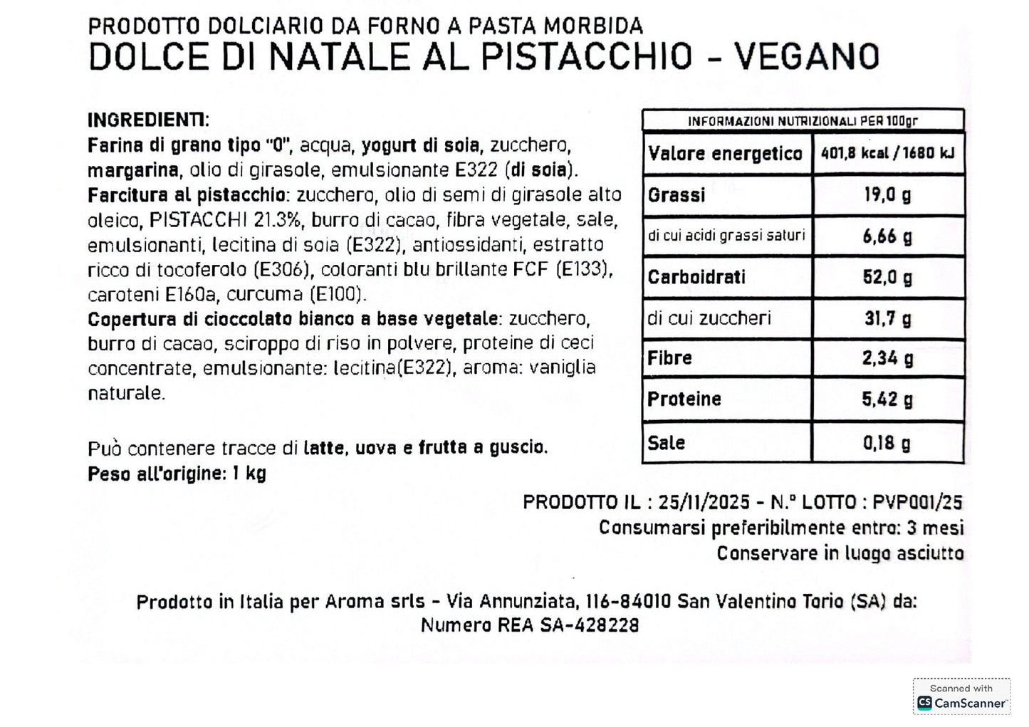 IN VENDITA DAL 28/11/2025-DOLCE DI NATALE CON CREMA AL PISTACCHIO-LIMITED EDITION