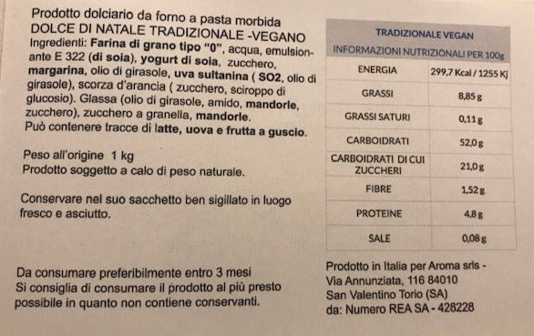 IN VENDITA DAL 28/11/2025 DOLCE DI NATALE TRADIZIONALE - VEGANO