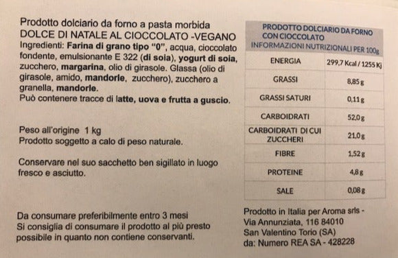 IN VENDITA DAL 28/11/2025 DOLCE DI NATALE AL CIOCCOLATO - VEGANO